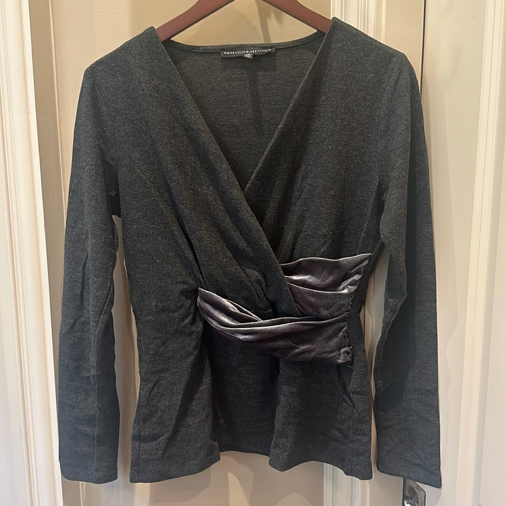 White House Black Market, beautiful charcoal gray top size small.